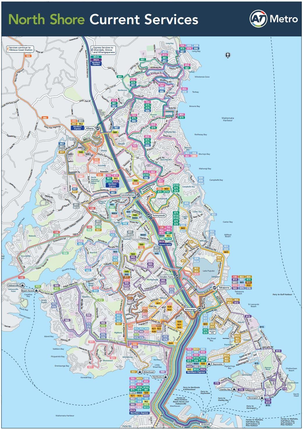 地图的北海岸的奥克兰