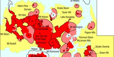 奥克兰市的火山地图
