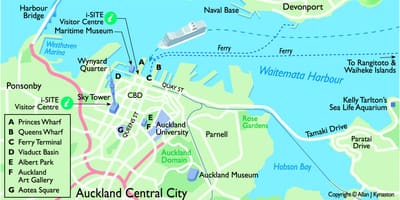 奥克兰的游船码头的地图
